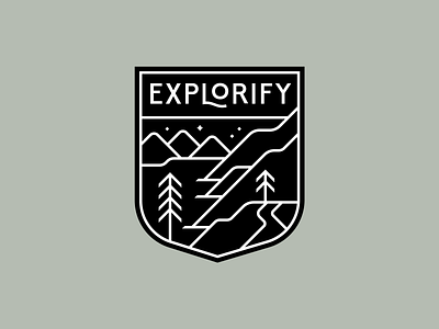 Explorify badge explore hike hills mountains nature outdoors thicklines trail trees