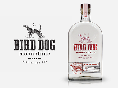 Bird Dog Moonshine bird bottle dog lable liquor logo moonshine packaging peppermint type