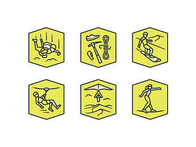 Adventure Icons cont. climb duneboard gliding line skydive slackline zip