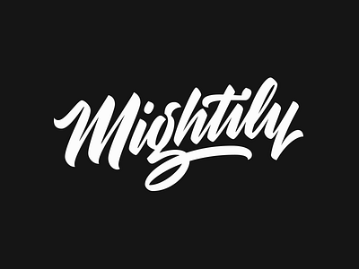 Mightily brush logotype script type vector