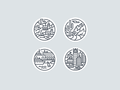 destinations cities destination icons line mono