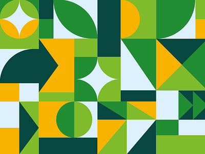 Green mural abstract arrows circles environment green mural trees triangles