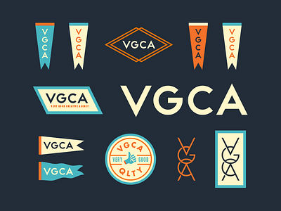 VGCA brand branding flag good label logo monogram package seal system thumbs up