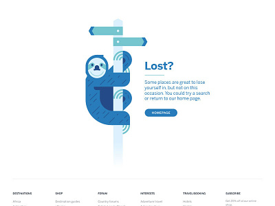 Slost? 404 climbing crossroad empty hanging homepage illustration lost sloth state travel