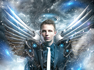 Gabriel By Poisonvectors D6t90dk angel cyber future illustration mecha photoshop sci fi suite wings