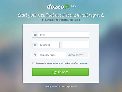 dozeo Signup clean dozeo form onlinemeetings signup trial ui