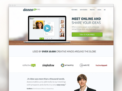 dozeo update dozeo landingpage meeting online startup tool website