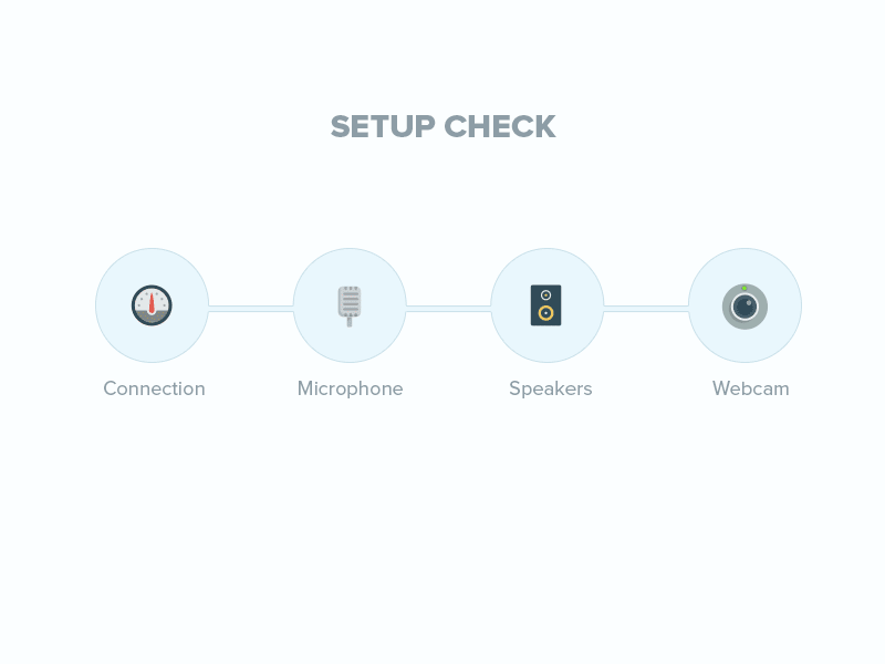 Animation for a setup check animation connection dozeo gif microphone speakers steps webcam