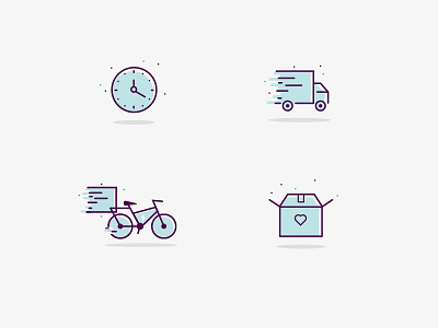 PaketPing Icons bicycle box delivery e-bike icons line paket time truck
