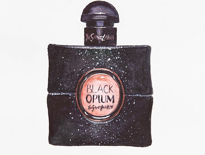 YSL Black Opium aquarelle black illustration perfume watercolor watercolour