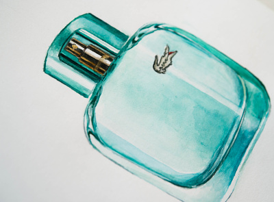 Lacoste Perfume aquarelle blue illustration perfume transparent watercolour