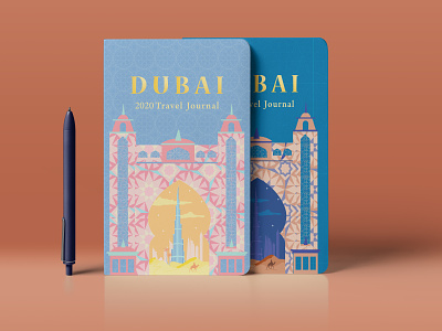 Dubai Travel Journal book cover design illustration minimal publication design typography
