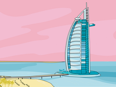 Burj Al Arab design illustration minimal