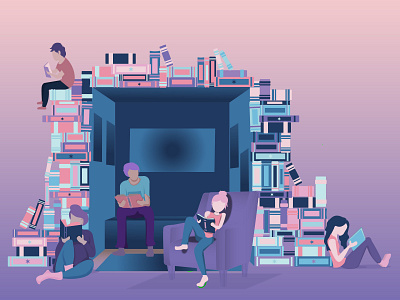 Library design flat illustration illustrator minimal ui ui ux ux web