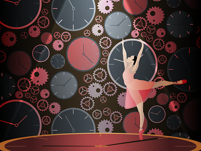 Clockwork Ballerina design illustration minimal