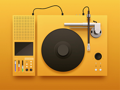 Record Player branding clean design illustration madewithfigma ui ux uxdesign vector yellow