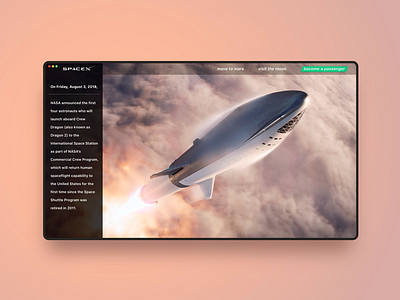 Home page concept for SpaceX