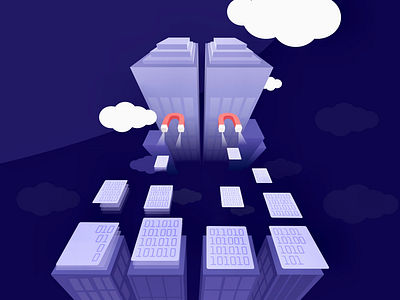 Purple Towers building buildings city clouds color design illustration illustrations magnets purple uxdesign