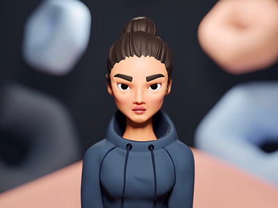 Hoodie Girl 3d 3d character background blender blender3d character character design design illustration portrait