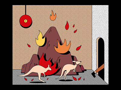 Escape—Fire alarm disaster environment escape escape room fire hill fire illustraion illustrator kangaroo mountain fire mountains natural room run vector vector art vector illustration vegetation fire wildfire