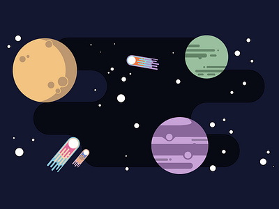 Astronomical design flat flat design icon illustration logo moon planets space space art stars ui ux vector