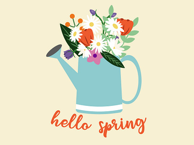 Hello Spring design flat flat design flowers font garden gardening icon illustration logo spring typography ui vector