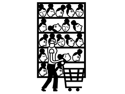 Going shopping art black black white bun character character design design female flat flat design hair icon illustration person self ui ux vector white woman