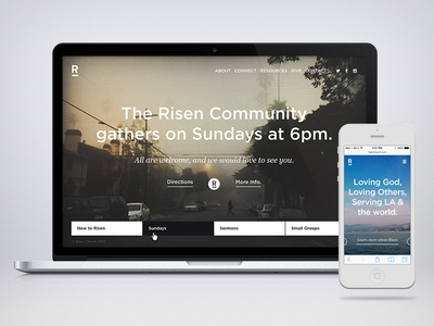 Risen Site church design desktop mobile nav responsive ui web web design website