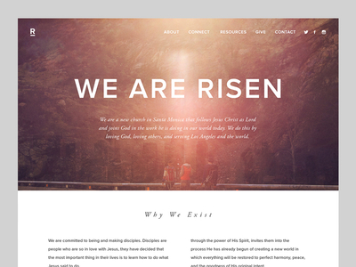 Risen — Who We Are art church design direction interactive nav photography ui ux website