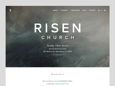 Risen Contact church design interactive website