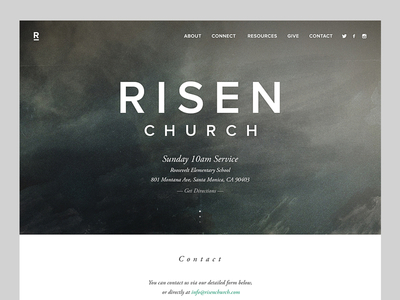 Risen Contact church design interactive website