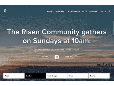 Risen Home animation css design home interactive nav ui ux video website