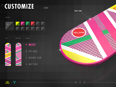 Hoverboard Customizer 3d design direction experience ui ux webgl website