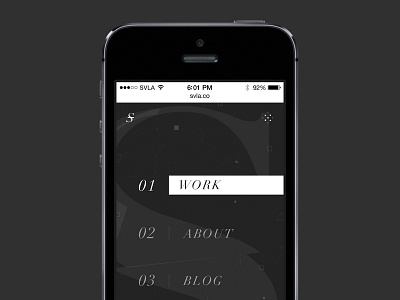 SVLA Mobile Menu design direction portfolio svla type typography ui ux website