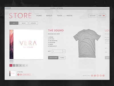 Vera Store band brand branding design identity interactive music store typography web web design website