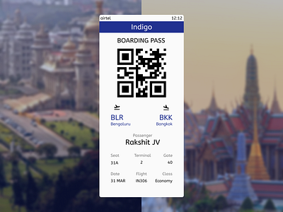 Daily UI 024 - Boarding Pass 024 bangkok boarding pass daily design figma flight ios iphone logo mobile phone ui ux