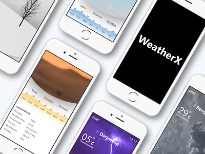 Weather X adobe climate design forecast ios iphone logo mobile mockup phone photoshop ps ui ux weather app xd