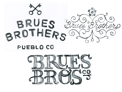 Brues Brothers Logo Exploration beer brewery colorado drawing flourish keys rough draft sketches type typography