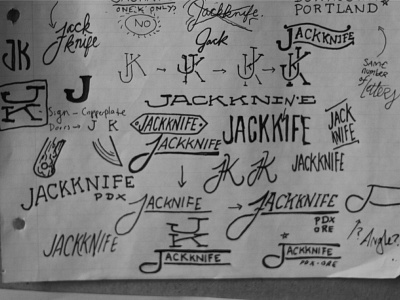Jackknife Sketches: 2 custom exploration illustration jackknife oregon portland script simple sketch typography