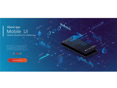 Mobile app infographic template with modern design.Isometric analysis analytics app background chart concept data forex gradient graph growth ico isometric mining mobile performance phone statistics technology ui