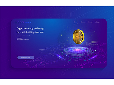 Bitcoin conceptual background with blue glowing electric lights