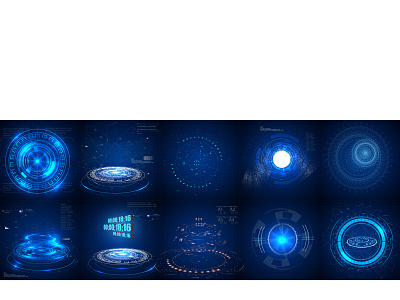 Hud futuristic element. Set of Circle abstract background circle data display futuristic game hightech hud interface light menu planet space techno technology vector virtual