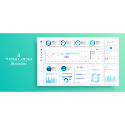 Market trade. Binary option. Trading platform, account binary buy chart crypto dashboard design forex graph graphic infographic interface laptop market mobile mockup pc platform screen trade ui