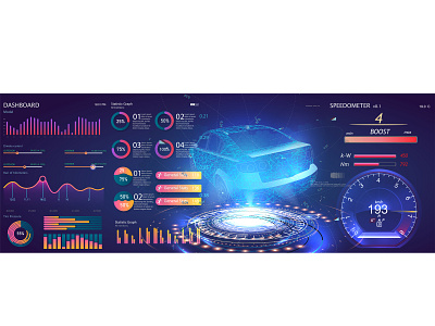 Futuristic car user interface.HUD UI Virtual graphical interface