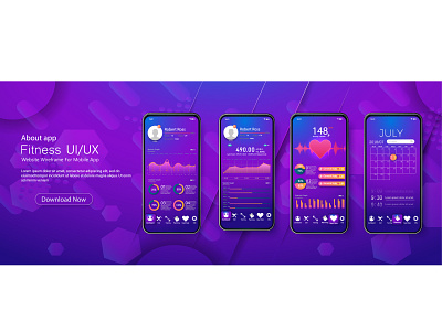 Different UI, UX, GUI screens fitness app