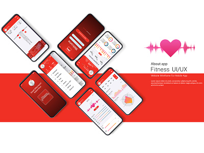 Different UI, UX, GUI screens fitness app analysis android app background dashboard fitness flat gradient graph health interface kit medical mobile mockup run screen smartphone trend ui