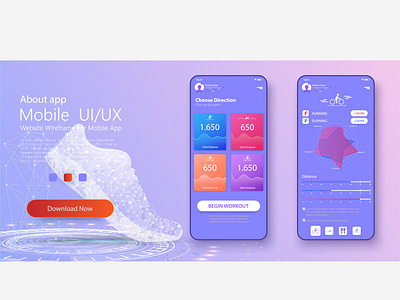 Different UI, UX, GUI screens fitness app and flat web icons