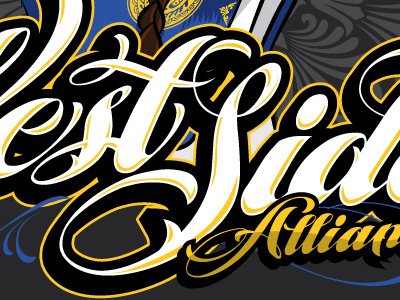West Side Alliance alliance apparel bhangra blue collaboration design gangster gold lettering logo side t shirt vector west west side
