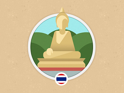 Big Buddha buddha flat illustration thailand