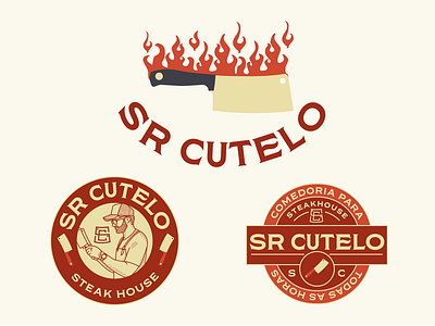 Sr Cutelo Assets brand branding brazil crest logo design drawing emblem icon illustration logo mikoko monogram steak house steakhouse typography vector
